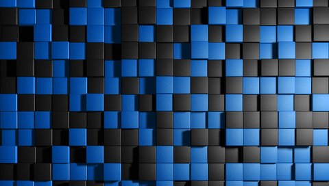 Обои квадраты, кубы, синие, чёрные, squares, cuba, blue, black разрешение 3840x2400 Загрузить