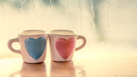 Обои кружки, любовь, романтика, сердца, сердечки, mugs, love, romance, heart, hearts разрешение 1920x1080 Загрузить