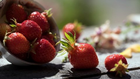 Обои клубника, тень, ягоды, деревянная поверхность, strawberry, shadow, berries, wooden surface разрешение 2048x1309 Загрузить