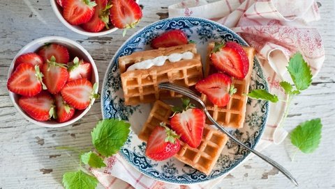 Обои клубника, ягоды, завтрак, вафли, anna verdina, strawberry, berries, breakfast, waffles разрешение 3000x1994 Загрузить