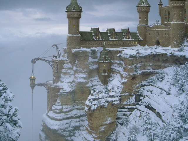 Обои снег, зима, замок, хогвартс, snow, winter, castle, hogwarts разрешение 1920x1200 Загрузить