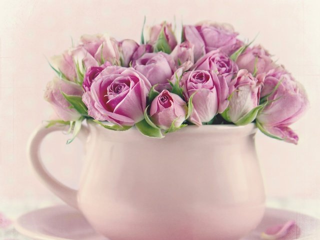 Обои цветы, фон, розы, букет, розовые, ваза, flowers, background, roses, bouquet, pink, vase разрешение 2880x2160 Загрузить