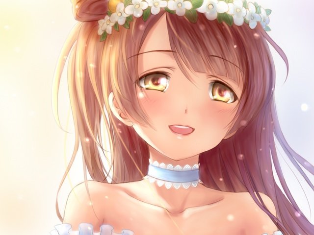 Обои улыбка, невеста, свадебное платье, love live, minami kotori, smile, the bride, wedding dress разрешение 1920x1080 Загрузить