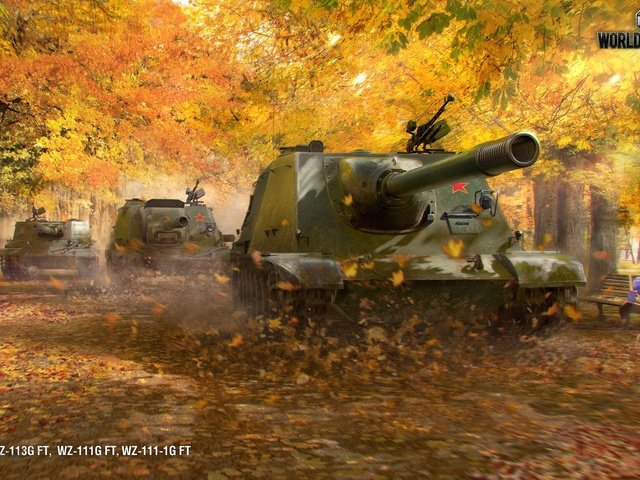 Обои осень, танки, мир танков, autumn, tanks, world of tanks разрешение 2560x1600 Загрузить