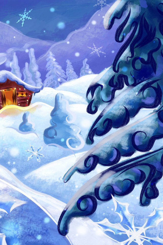 Обои рисунок, снег, елка, зима, дом, figure, snow, tree, winter, house разрешение 2560x1670 Загрузить