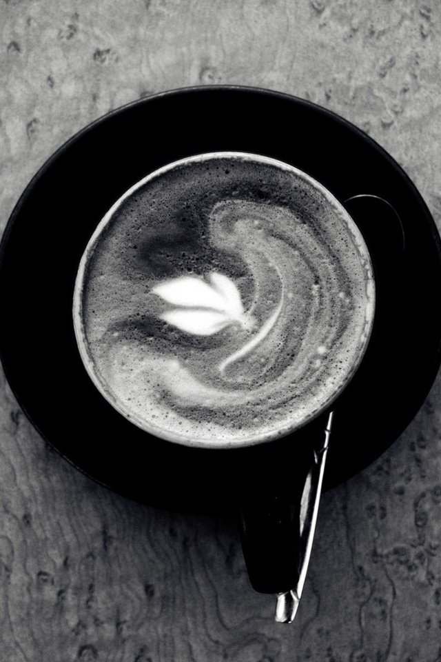 Обои кофе, лист, ложка, черно белая, coffee, sheet, spoon, black and white разрешение 1920x1200 Загрузить