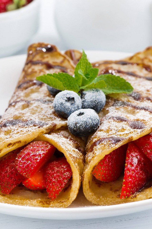 Обои клубника, ягоды, черника, десерт, блины, strawberry, berries, blueberries, dessert, pancakes разрешение 1920x1200 Загрузить