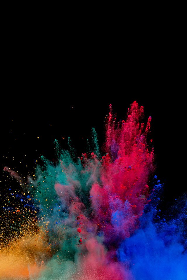 Обои разноцветный, черный фон, взрыв, цветной, порошок, colorful, black background, the explosion, color, powder разрешение 5120x2280 Загрузить
