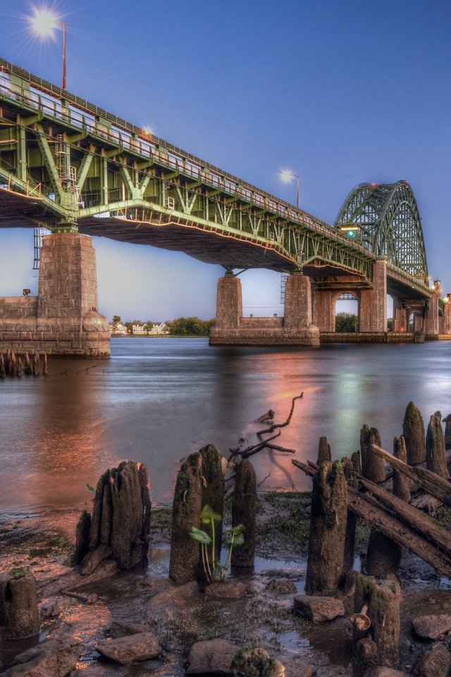 Обои река, мост, луна, river, bridge, the moon разрешение 3840x2160 Загрузить