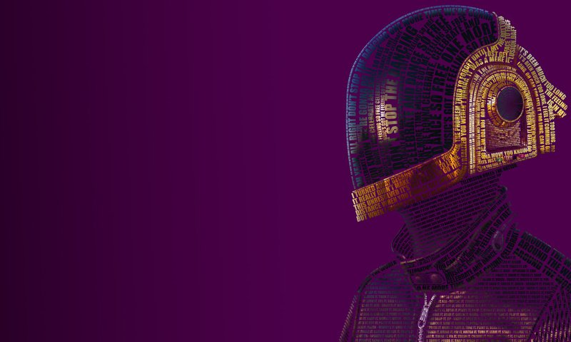 Обои музыка, шлем, daft punk, guy-manuel de homem-christo, типография, слова, music, helmet, typography, words разрешение 1920x1080 Загрузить