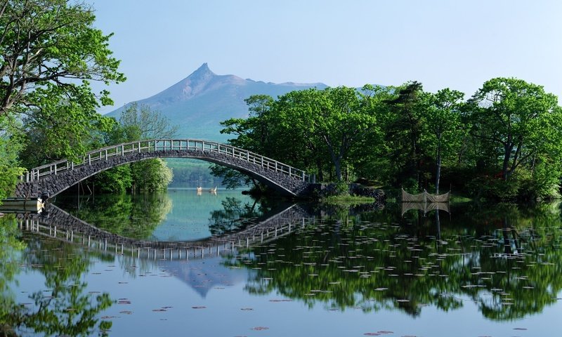 Обои мост, япония, хоккайдо, bridge, japan, hokkaido разрешение 1920x1200 Загрузить