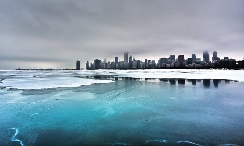 Обои зима, море, города, winter, sea, city разрешение 1920x1200 Загрузить