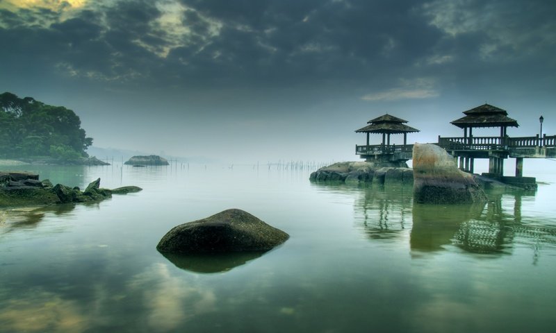 Обои вечер, причал, залив, the evening, pier, bay разрешение 1920x1280 Загрузить