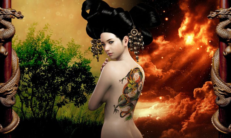 Обои узор, огонь, гейша, pattern, fire, geisha разрешение 1920x1200 Загрузить