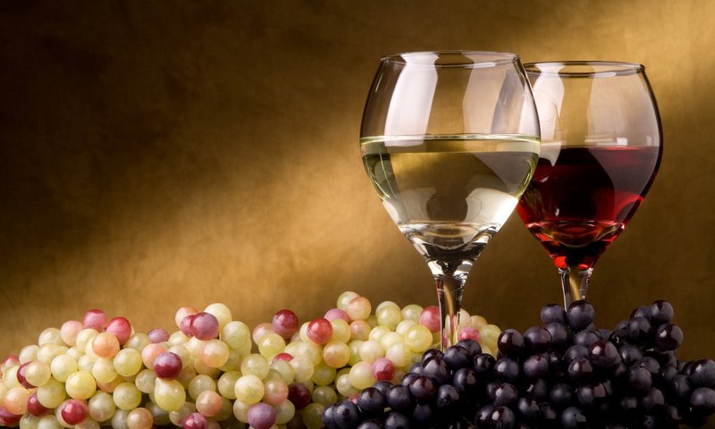 Обои виноград, вино, бокалы, grapes, wine, glasses разрешение 1920x1200 Загрузить