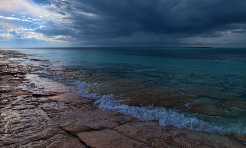 Обои облака, природа, море, пляж, горизонт, побережье, clouds, nature, sea, beach, horizon, coast разрешение 2560x1600 Загрузить