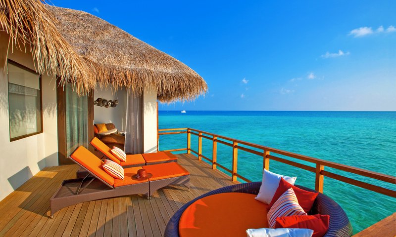 Обои море, бунгало, тропики, мальдивы, sea, bungalow, tropics, the maldives разрешение 5695x3862 Загрузить