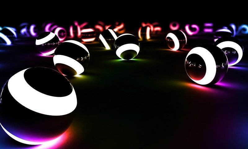 Обои шары со светящимися полосками разного цвета, balls with glowing stripes of different colors разрешение 1920x1080 Загрузить