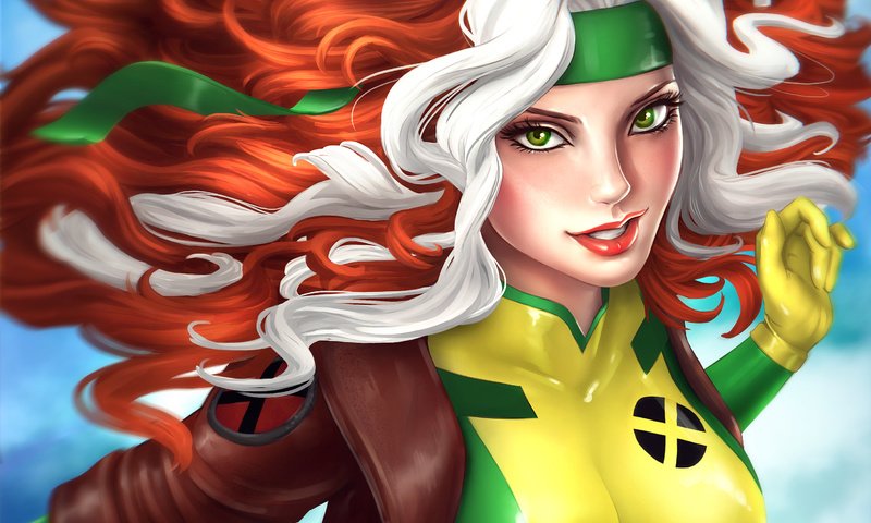 Обои полет, взгляд, костюм, зеленые глаза, marvel comics, роуг, шельма, flight, look, costume, green eyes, rogue, rascal разрешение 2550x1663 Загрузить