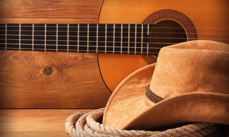 Обои гитара, веревка, шляпа, ковбой, ковбойская шляпа, guitar, rope, hat, cowboy, cowboy hat разрешение 4800x3534 Загрузить