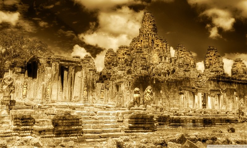 Обои храм, камбоджа, храмовый комплекс, ангкор-ват, пномпень, temple, cambodia, the temple complex, angkor wat, phnom penh разрешение 1920x1080 Загрузить