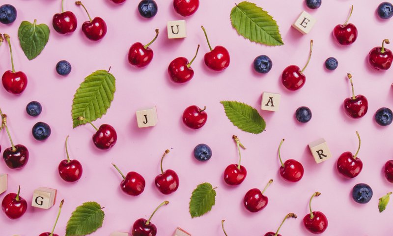 Обои лето, буквы, кубики, черешня, ягоды, вишня, черника, summer, letters, cubes, cherry, berries, blueberries разрешение 3456x3456 Загрузить