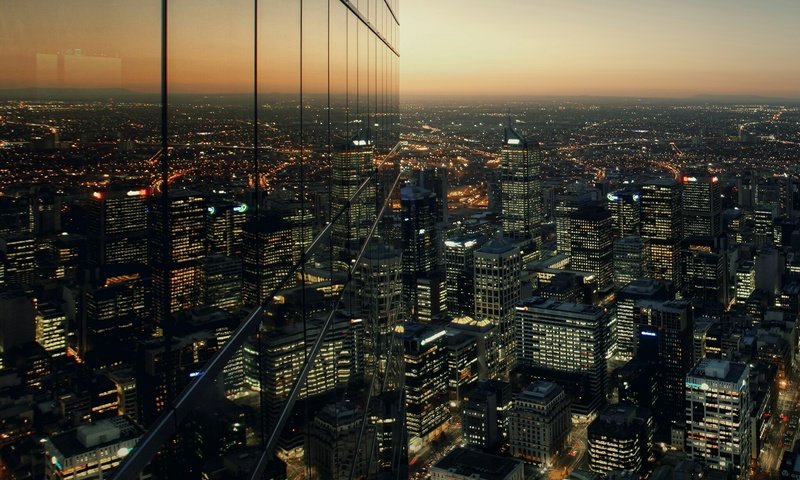 Обои отражение, высота, здание, австралия, мельбурн, reflection, height, the building, australia, melbourne разрешение 2048x2048 Загрузить