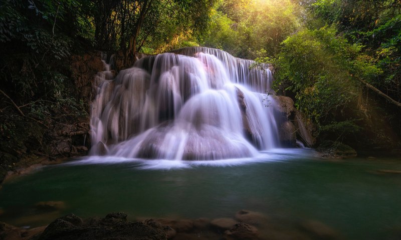 Обои река, лес, водопад, тайланд, каскад, водопад хуай мае камин, huay mae khamin waterfall, река кхвэяй, khwae yai river, river, forest, waterfall, thailand, cascade, waterfall huay mae fireplace разрешение 2112x1188 Загрузить