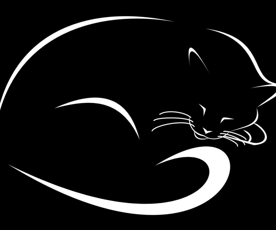 Обои рисунок, кошка, черный фон, figure, cat, black background разрешение 1920x1200 Загрузить