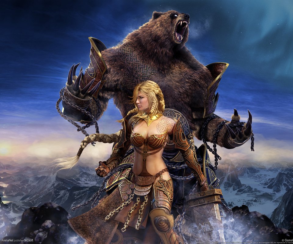 Обои девушка, фентези, медведь, guild warseye of the north, girl, fantasy, bear разрешение 1920x1200 Загрузить