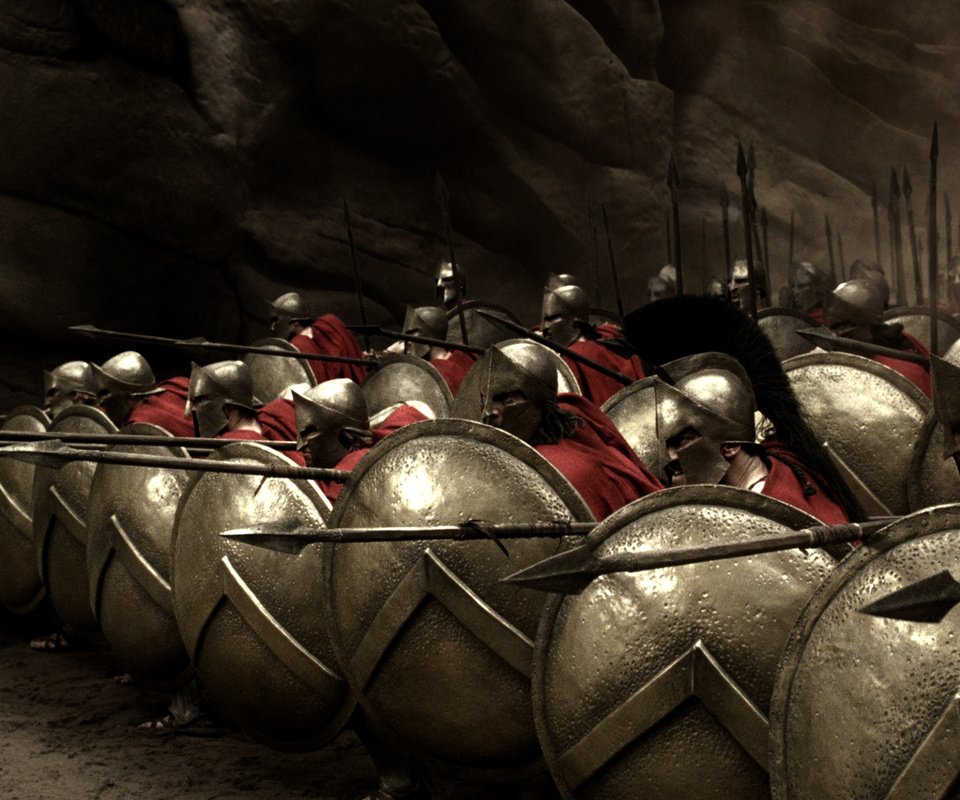 Обои щиты, 300, спартанцы, копья, shields, the spartans, spears разрешение 3100x1618 Загрузить