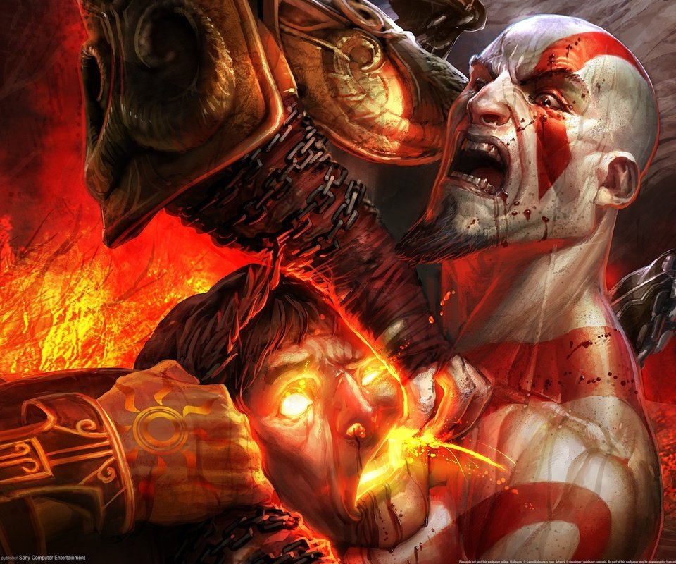 Обои game wallpaper, краcный, кроваво, god of war 3, demon, кратос, red, blood, kratos разрешение 2560x1600 Загрузить