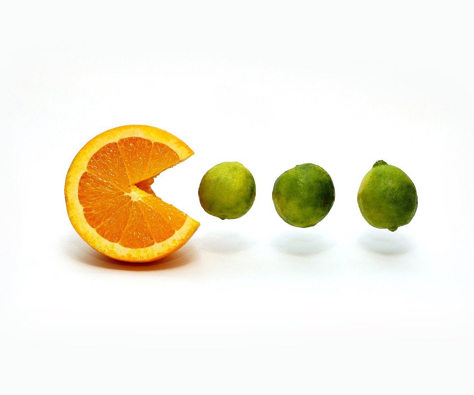 Обои апельсин, цитрусы, пакмен, orange, citrus, pakmen разрешение 1920x1200 Загрузить