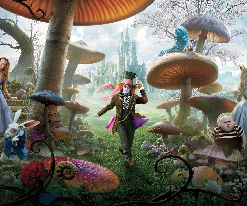 Обои алиса в стране чудес, алиса, тим бартон, alice in wonderland, alice, tim burton разрешение 2560x1440 Загрузить