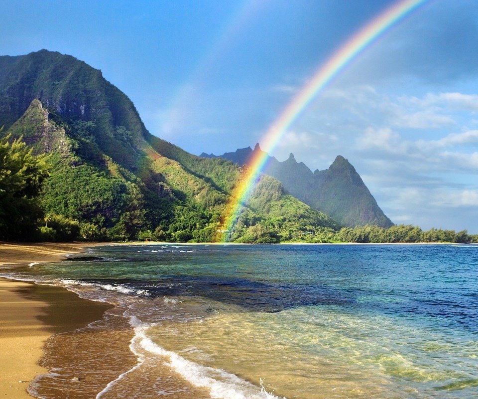 Обои пляж, радуга, beach, rainbow разрешение 1920x1200 Загрузить