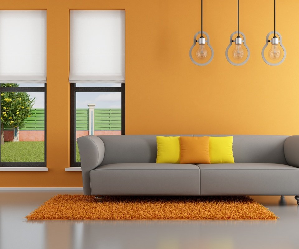 Обои интерьер, стильный дизайн, подушки, минималистский, оранжевый, окно, апельсин, диван, гостиная, кушетка, pillows, interior, stylish design, pillow, minimalist, orange, window, sofa, living room, couch разрешение 5200x3419 Загрузить
