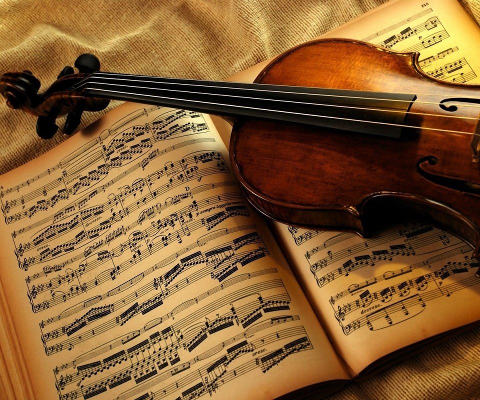 Обои ноты, скрипка, музыкальный инструмент, notes, violin, musical instrument разрешение 1920x1200 Загрузить