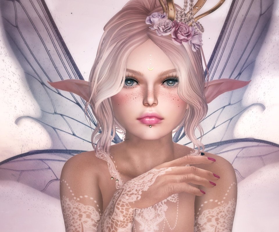 Обои цветы, девушка, крылья, фея, эльф, flowers, girl, wings, fairy, elf разрешение 3300x1759 Загрузить