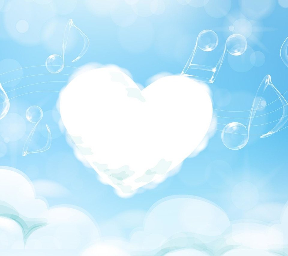 Обои облака, ноты, сердечко, мелодия, clouds, notes, heart, melody разрешение 1920x1100 Загрузить