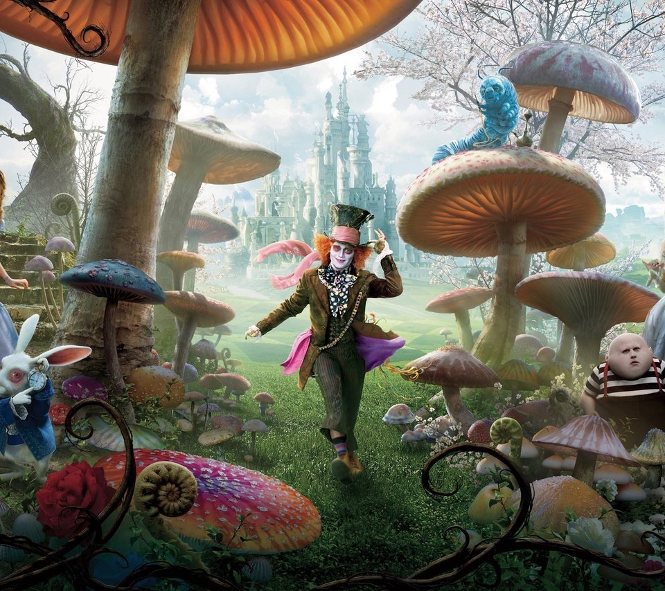 Обои алиса в стране чудес, алиса, тим бартон, alice in wonderland, alice, tim burton разрешение 2560x1440 Загрузить