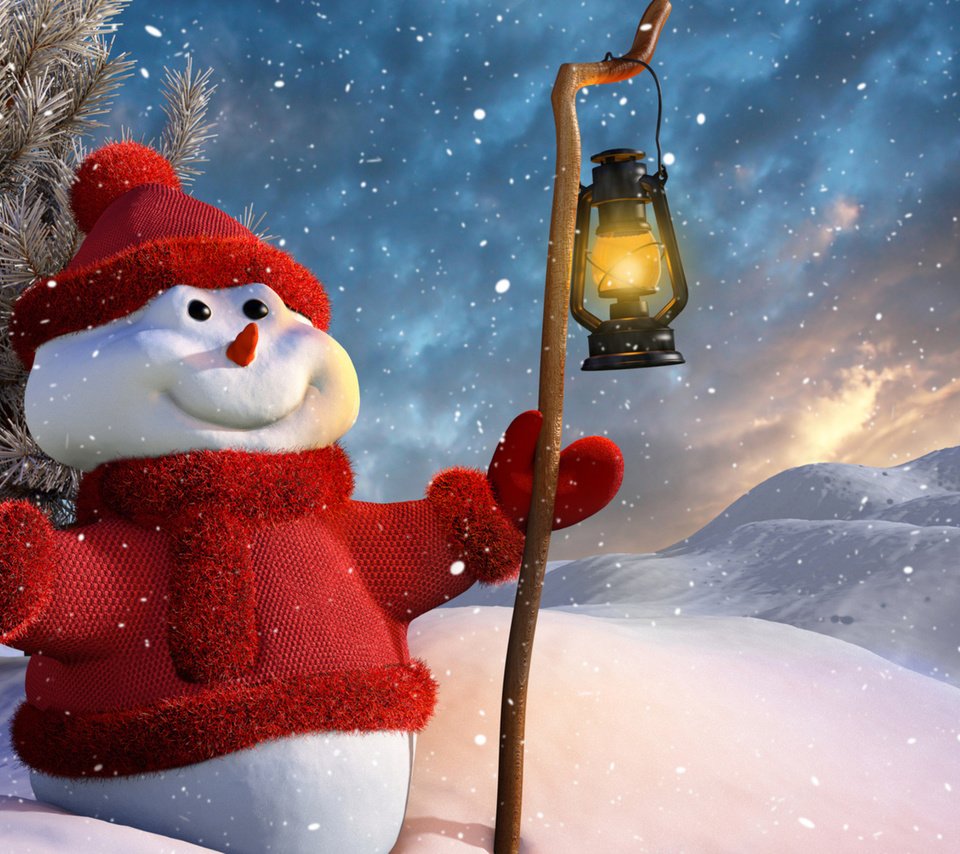Обои фонарик, снег, новый год, зима, улыбка, снеговик, фонарь, рождество, палка, flashlight, snow, new year, winter, smile, snowman, lantern, christmas, stick разрешение 1920x1200 Загрузить