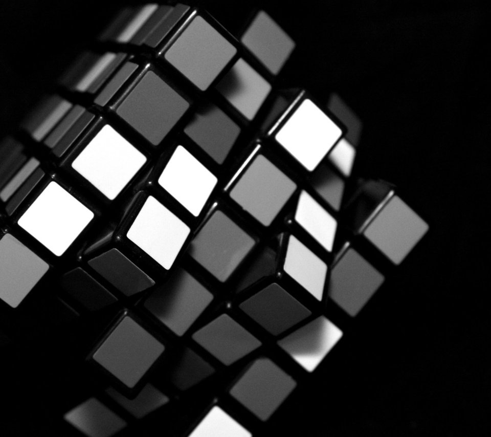 Обои черный, белый, кубик рубика, black, white, rubik's cube разрешение 1920x1080 Загрузить