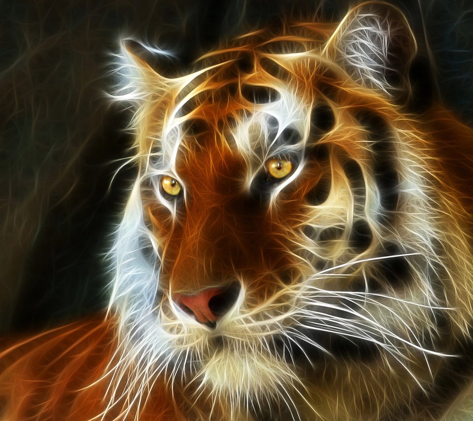 Обои тигр, арт, 3д, tiger, art, 3d разрешение 1920x1200 Загрузить