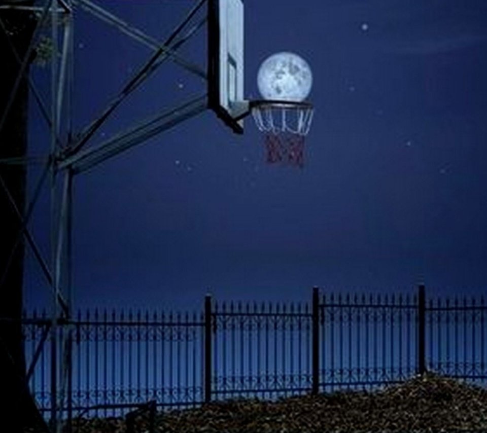 Обои ночь, луна, баскетбол, night, the moon, basketball разрешение 1920x1200 Загрузить