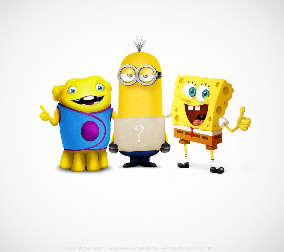 Обои кевин, спанч боб, миньон, супер команда, kevin, spongebob, minion, super team разрешение 2560x1600 Загрузить