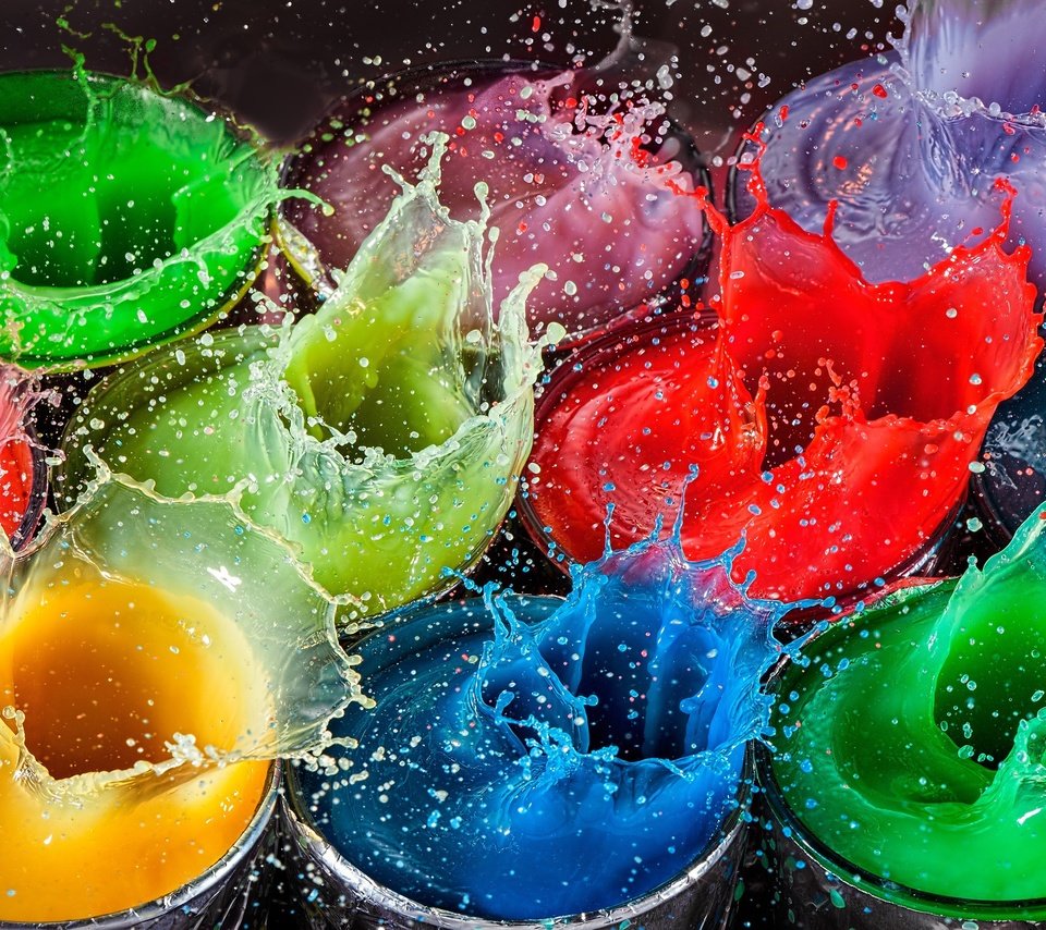 Обои капли, разноцветные, краски, брызги, всплеск, всплески, drops, colorful, paint, squirt, splash, bursts разрешение 2500x1667 Загрузить