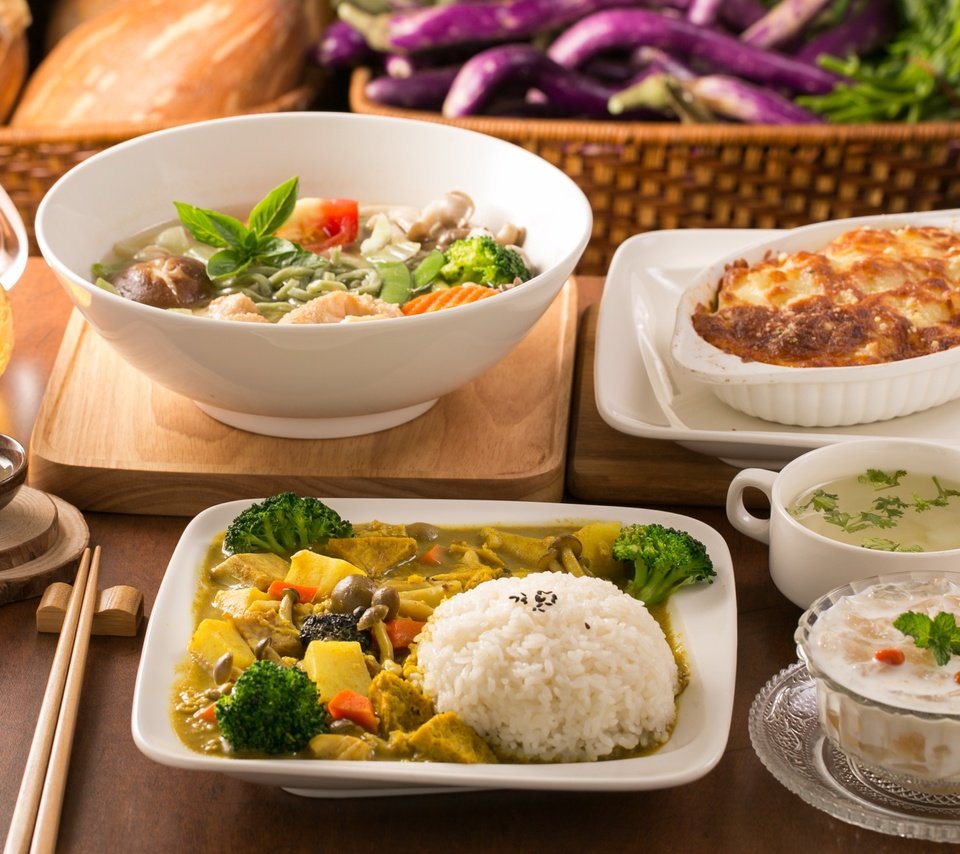 Обои зелень, овощи, чай, рис, салат, суп, ассорти, greens, vegetables, tea, figure, salad, soup, cuts разрешение 2756x1837 Загрузить
