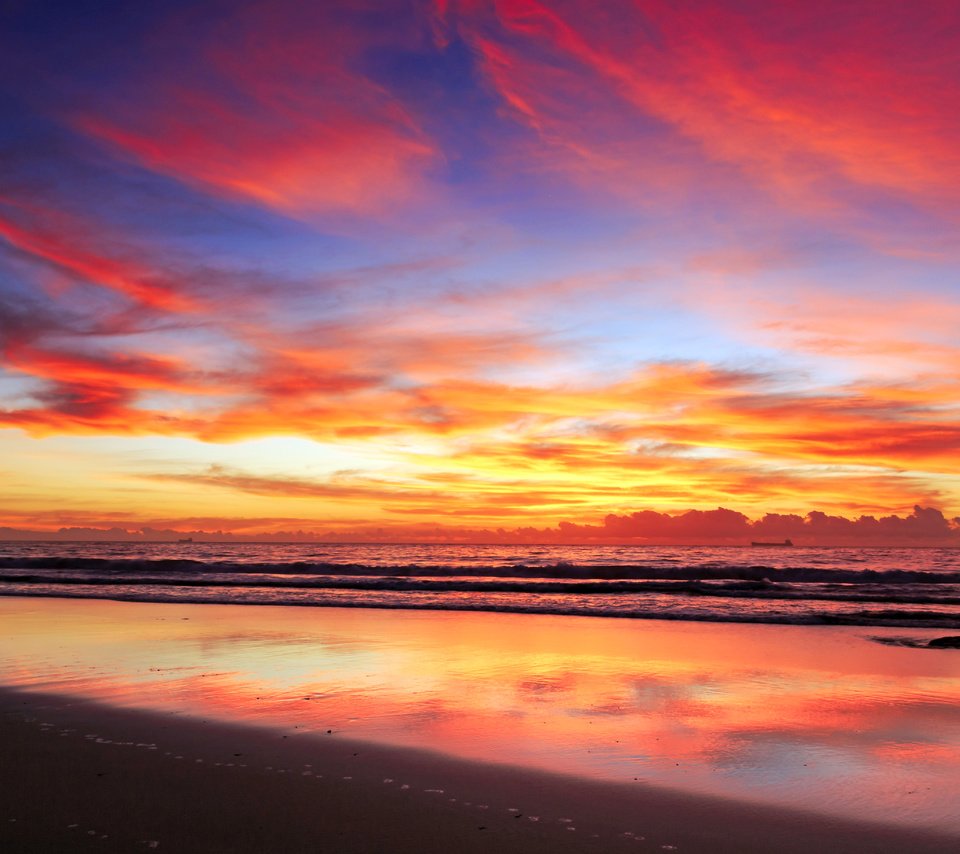 Обои закат, море, пляж, sunset, sea, beach разрешение 5472x3648 Загрузить