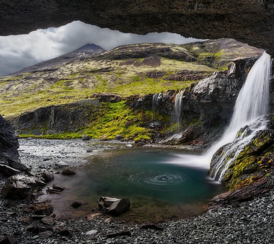 Обои водопад, исландия, waterfall, iceland разрешение 2000x1300 Загрузить