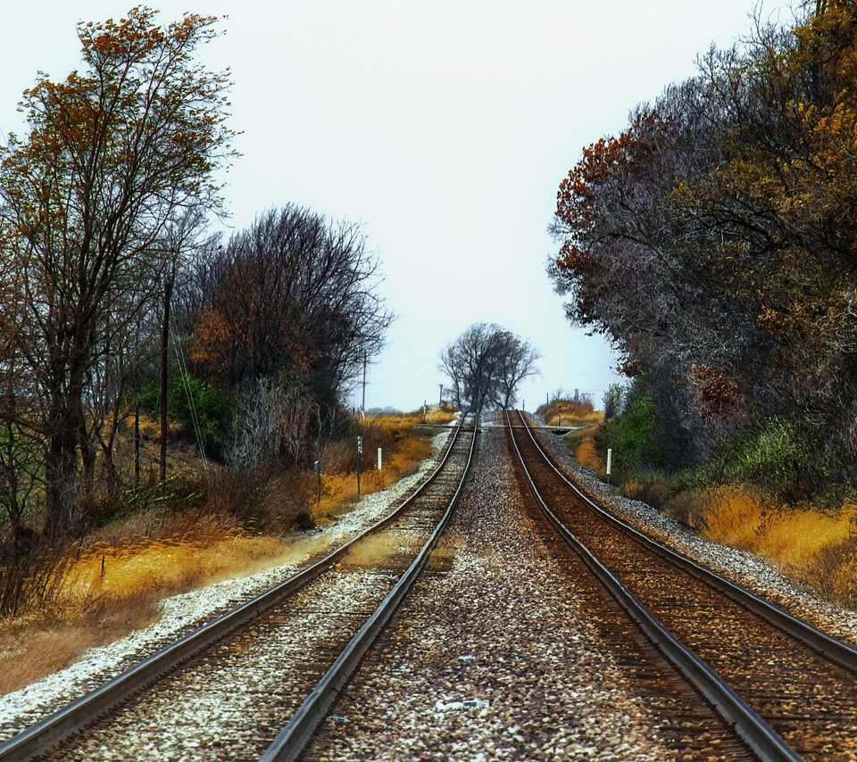 Обои железная дорога, природа, осень, railroad, nature, autumn разрешение 3840x2160 Загрузить